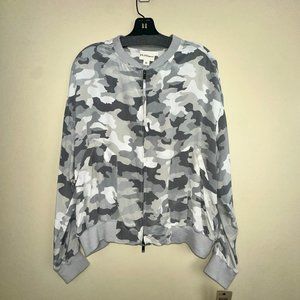 PUREDKNY CAMOUFLAGE SILK BOMBER JACKET